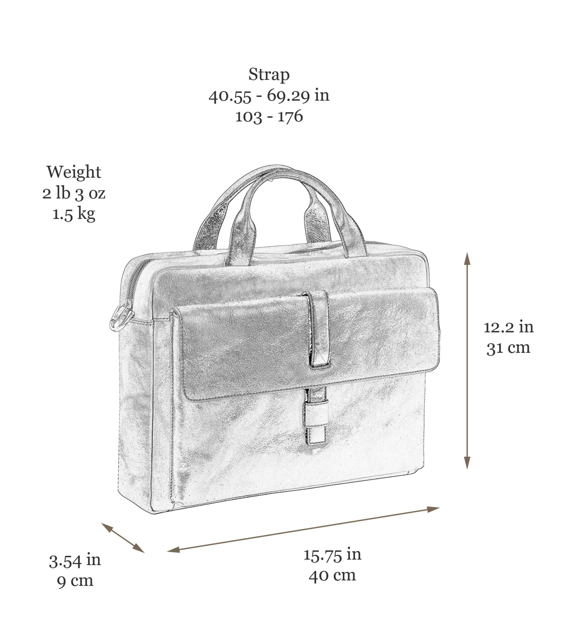 Large Leather Briefcase Laptop Bag - The Chateau