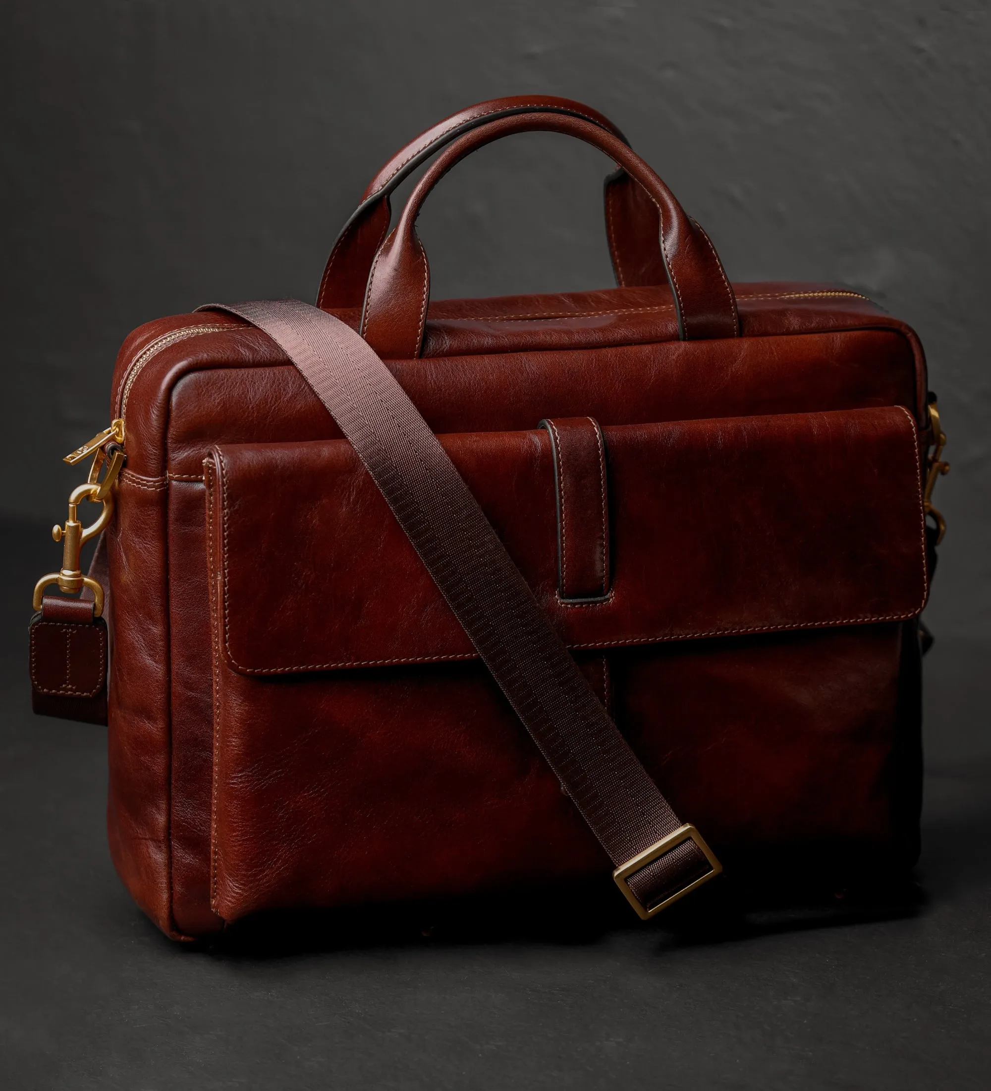 Large Leather Briefcase Laptop Bag - The Chateau
