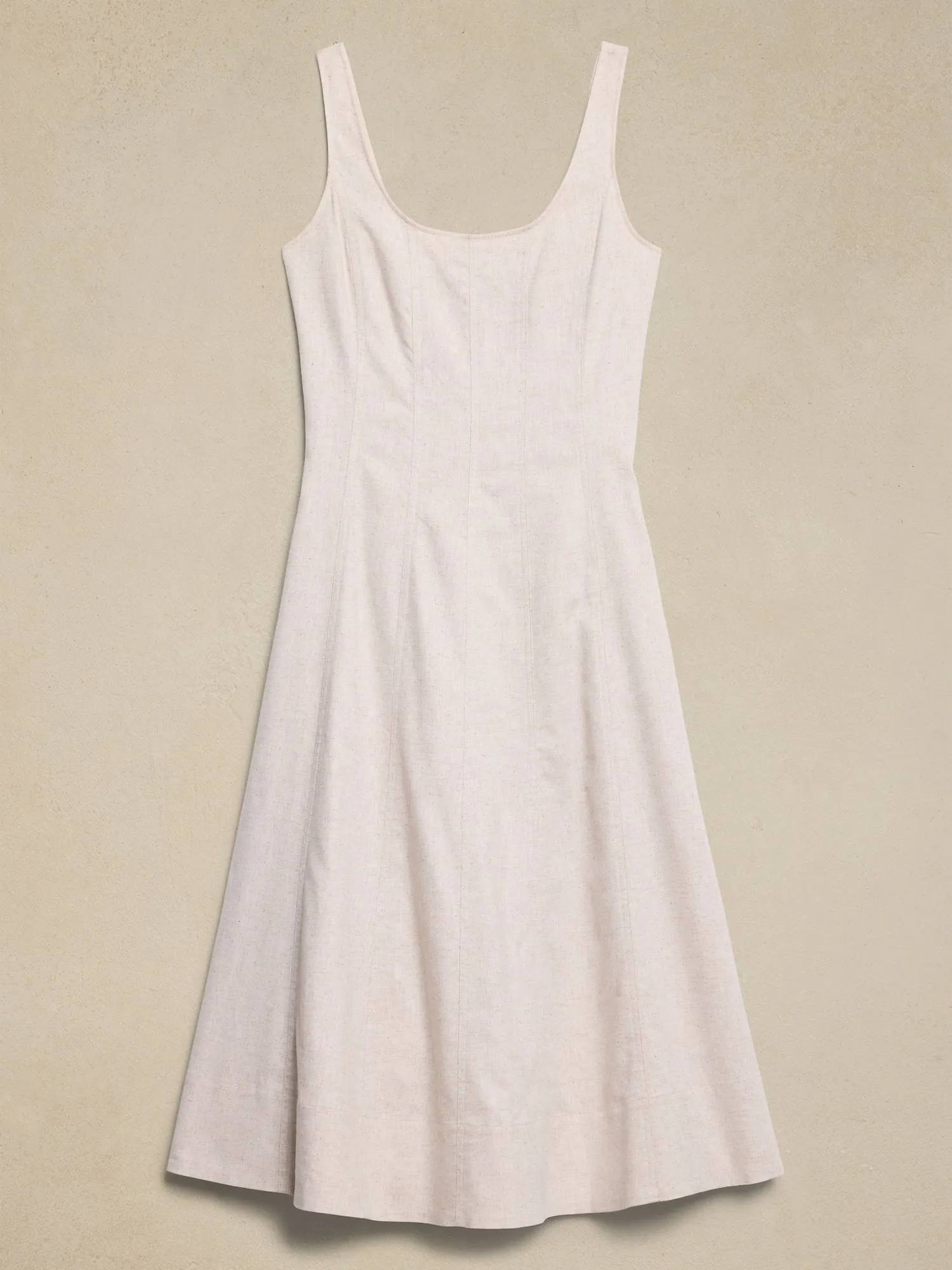 Linen-Blend Midi Dress