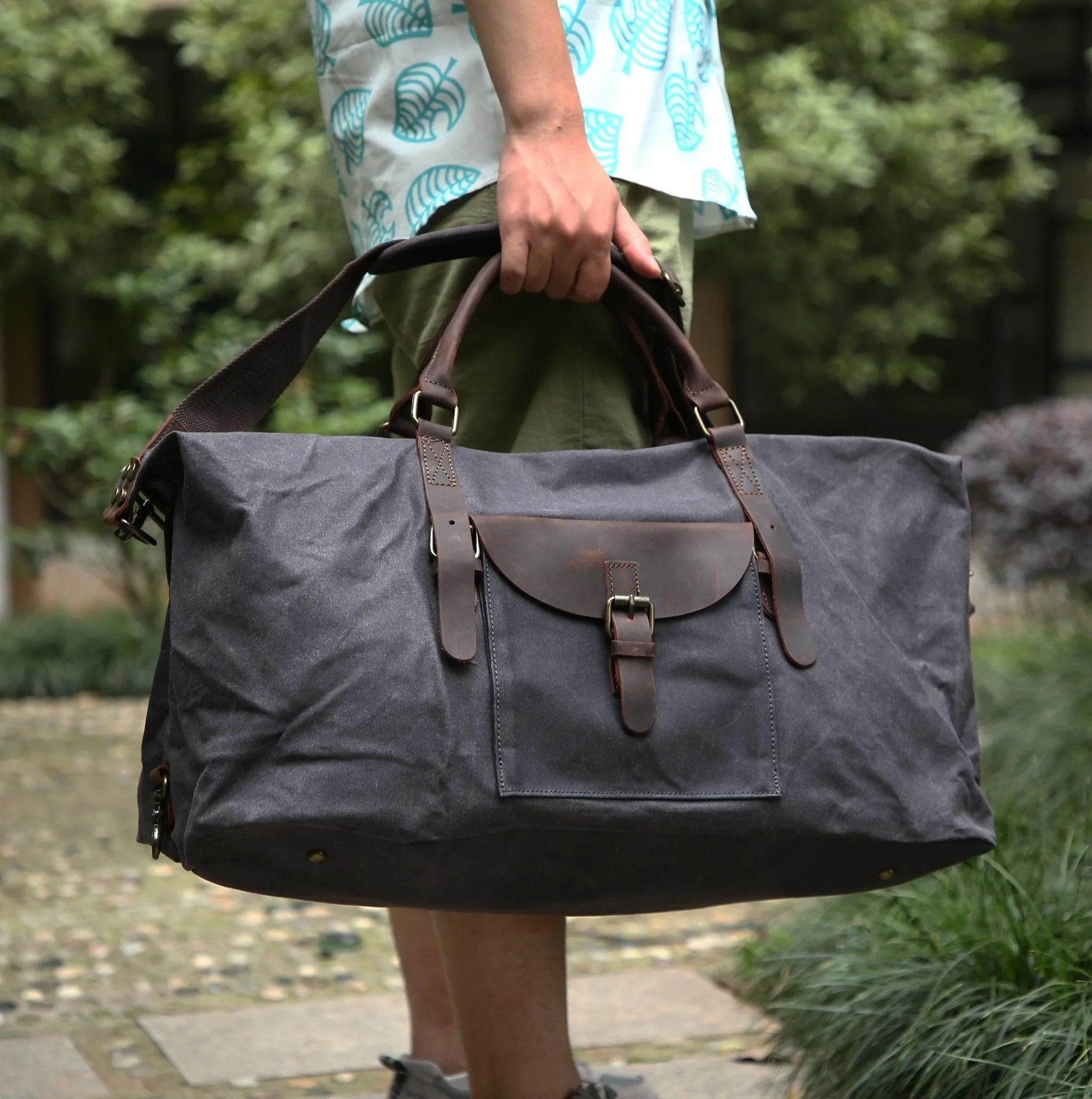 Mens Waxed Canvas Travel Duffle Bag