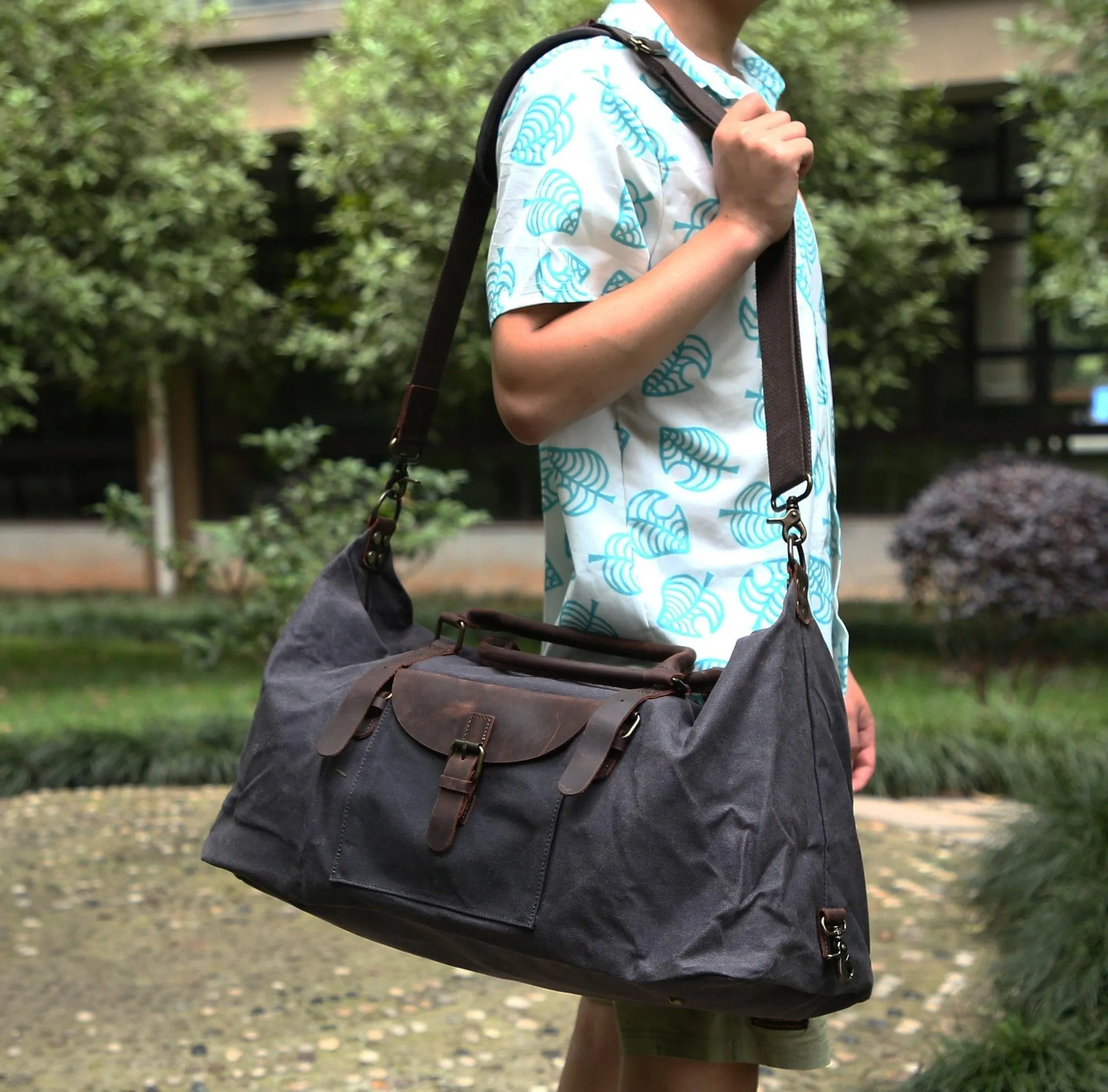 Mens Waxed Canvas Travel Duffle Bag