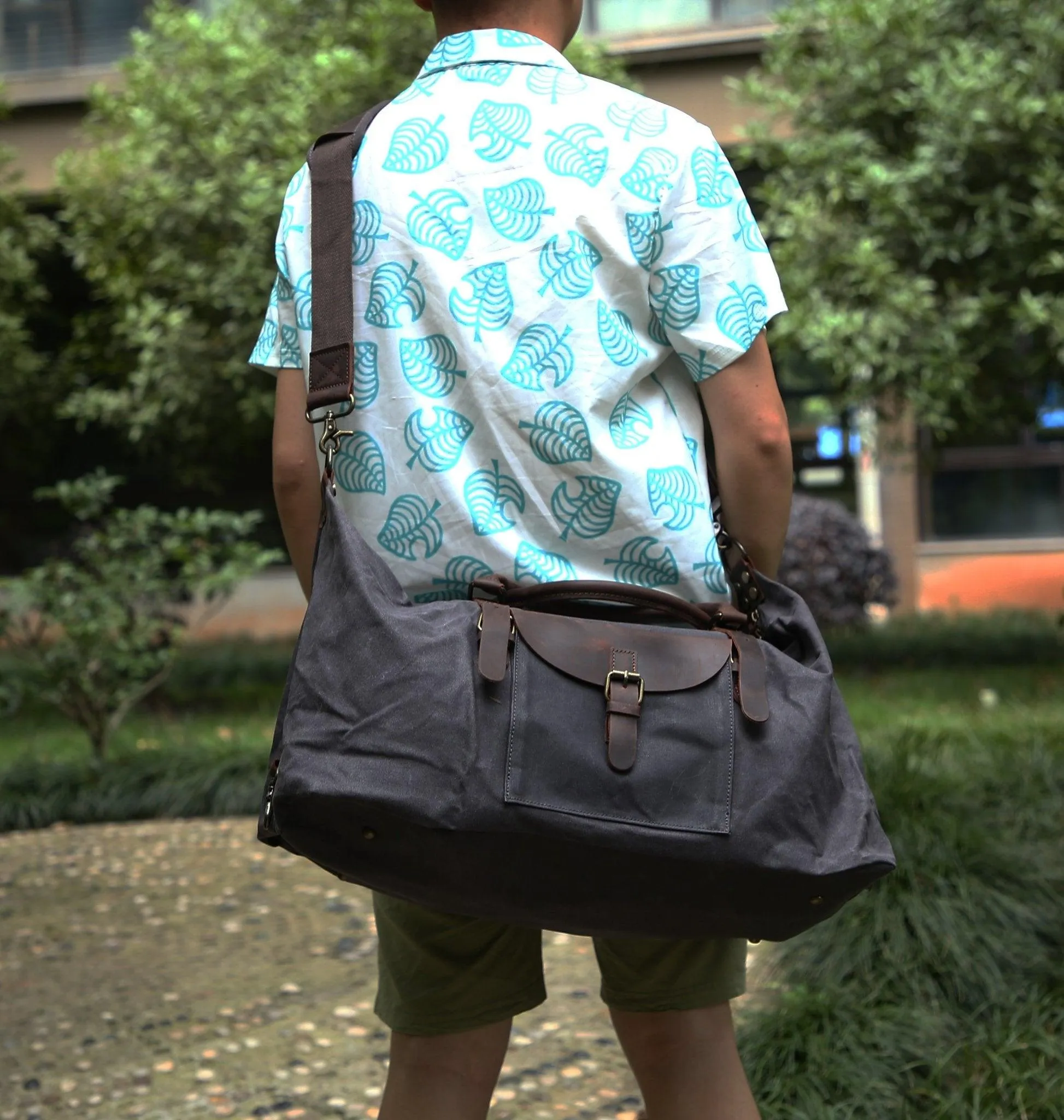 Mens Waxed Canvas Travel Duffle Bag