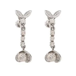 Mid Century Diamond 14K White Gold Earrings