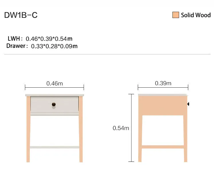 Minimalist Cream Storage Bedside Table