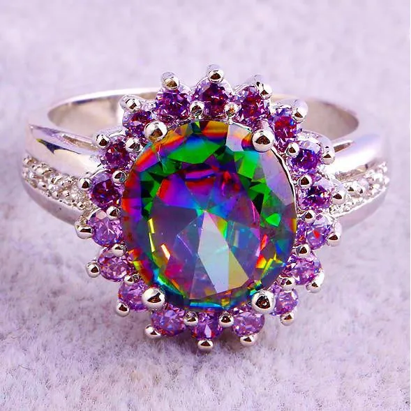 Mystic Topaz & White Sapphire Ring
