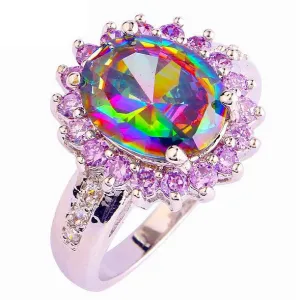 Mystic Topaz & White Sapphire Ring