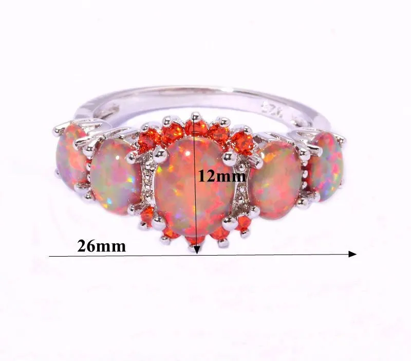 Orange Fire Opal & Garnet Ring