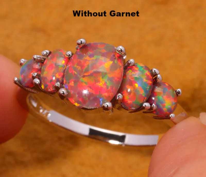 Orange Fire Opal & Garnet Ring