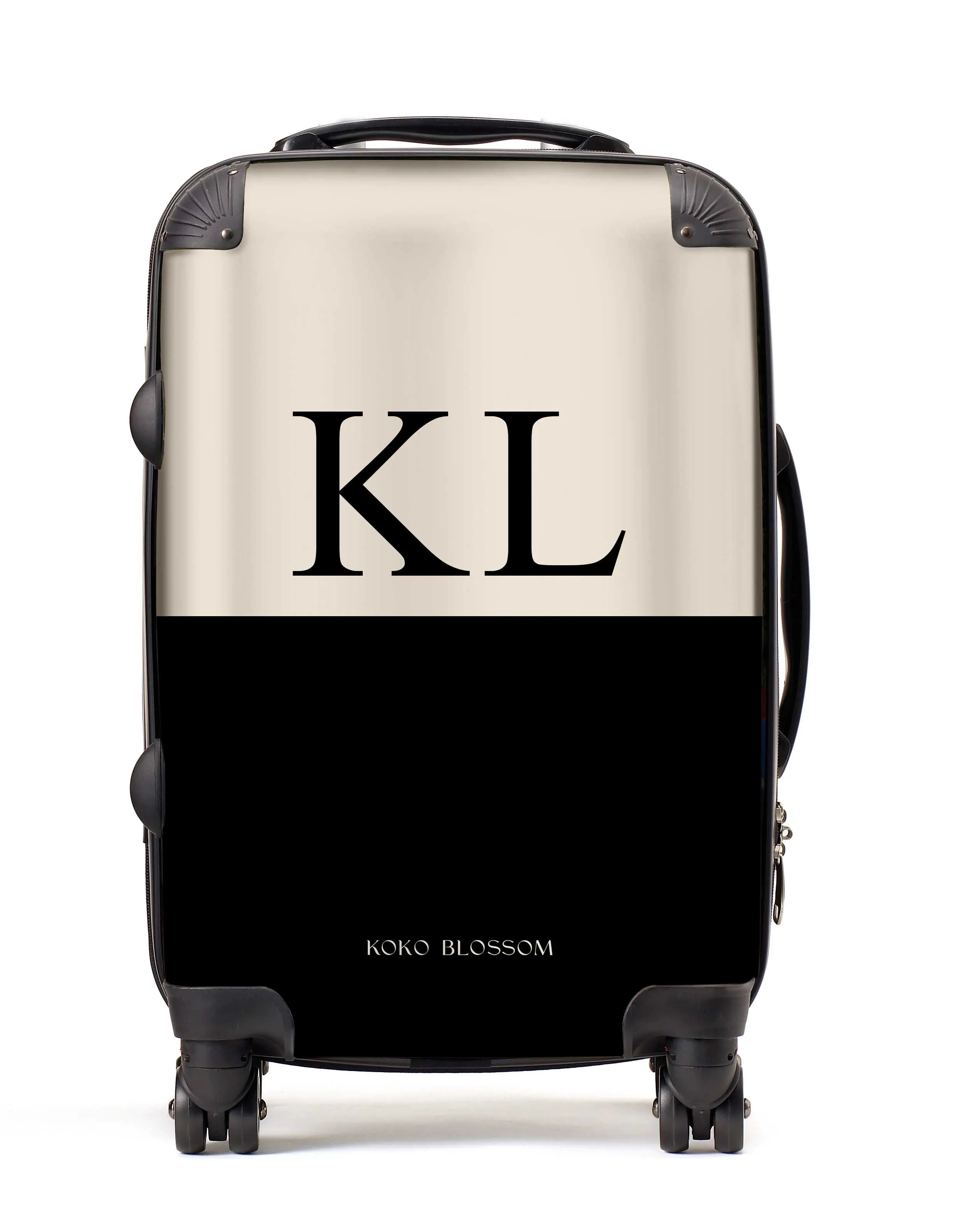 Personalised Suitcase | Black   Vanilla Colourblock