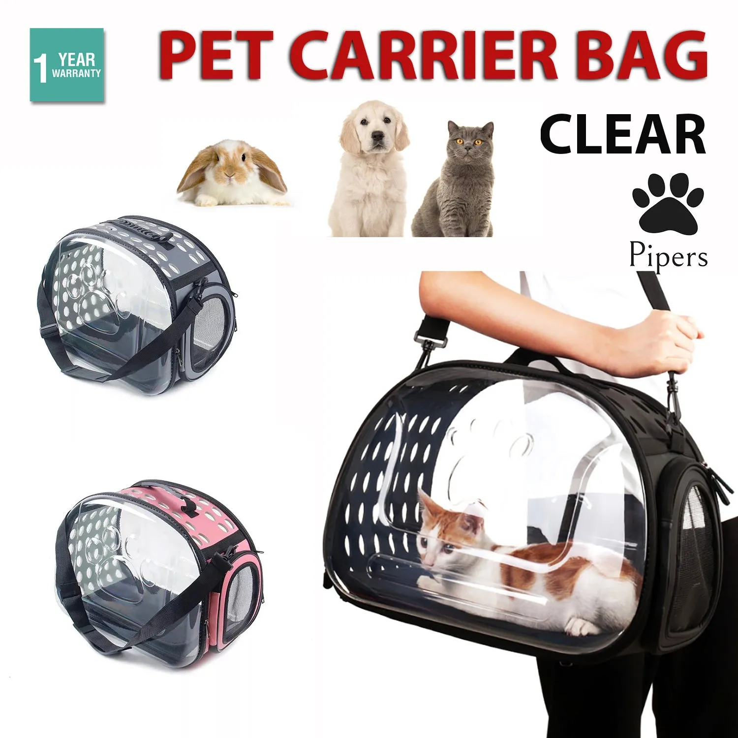 Pet Carrier Bag Portable Clear Cat Dog Comfort Tote Travel Bag Airline Approved