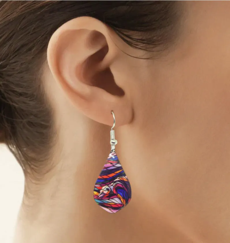 "Salmon Hunter" Dangle Earrings by Native Artist, Don Chase