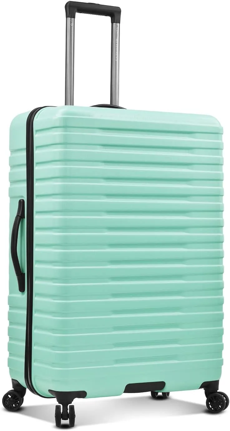 Rugged 30 Inch Hardside Top Handle Black Spinner Luggage Suitcase