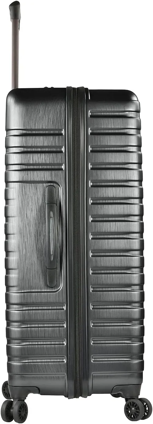 Rugged 30 Inch Hardside Top Handle Black Spinner Luggage Suitcase