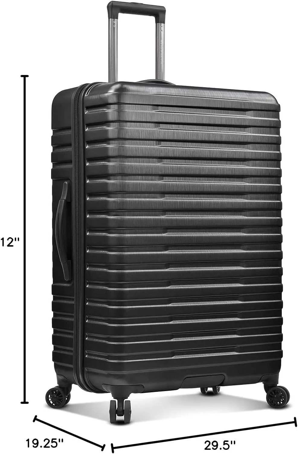 Rugged 30 Inch Hardside Top Handle Black Spinner Luggage Suitcase