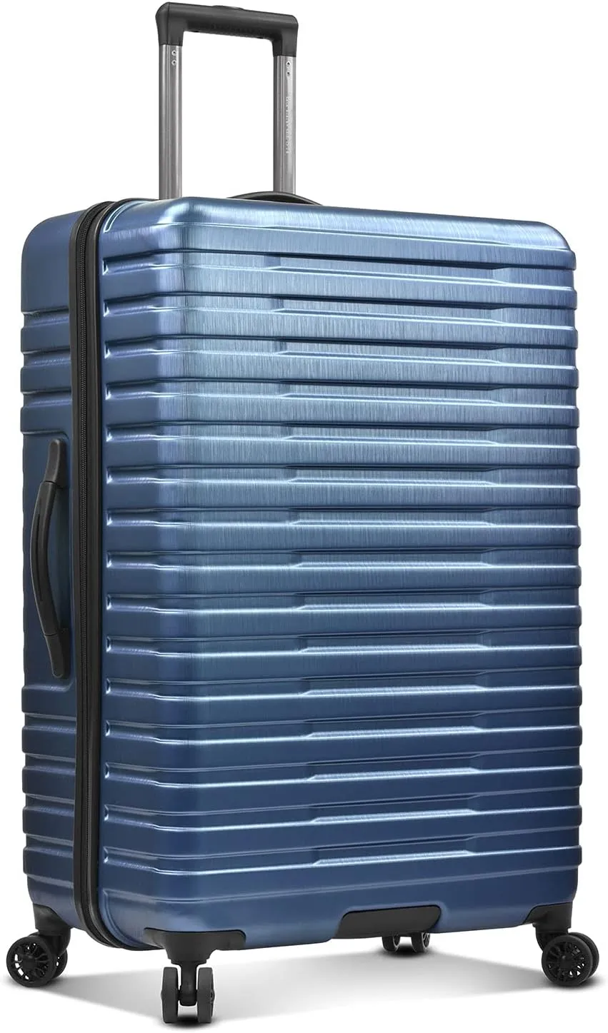 Rugged 30 Inch Hardside Top Handle Black Spinner Luggage Suitcase
