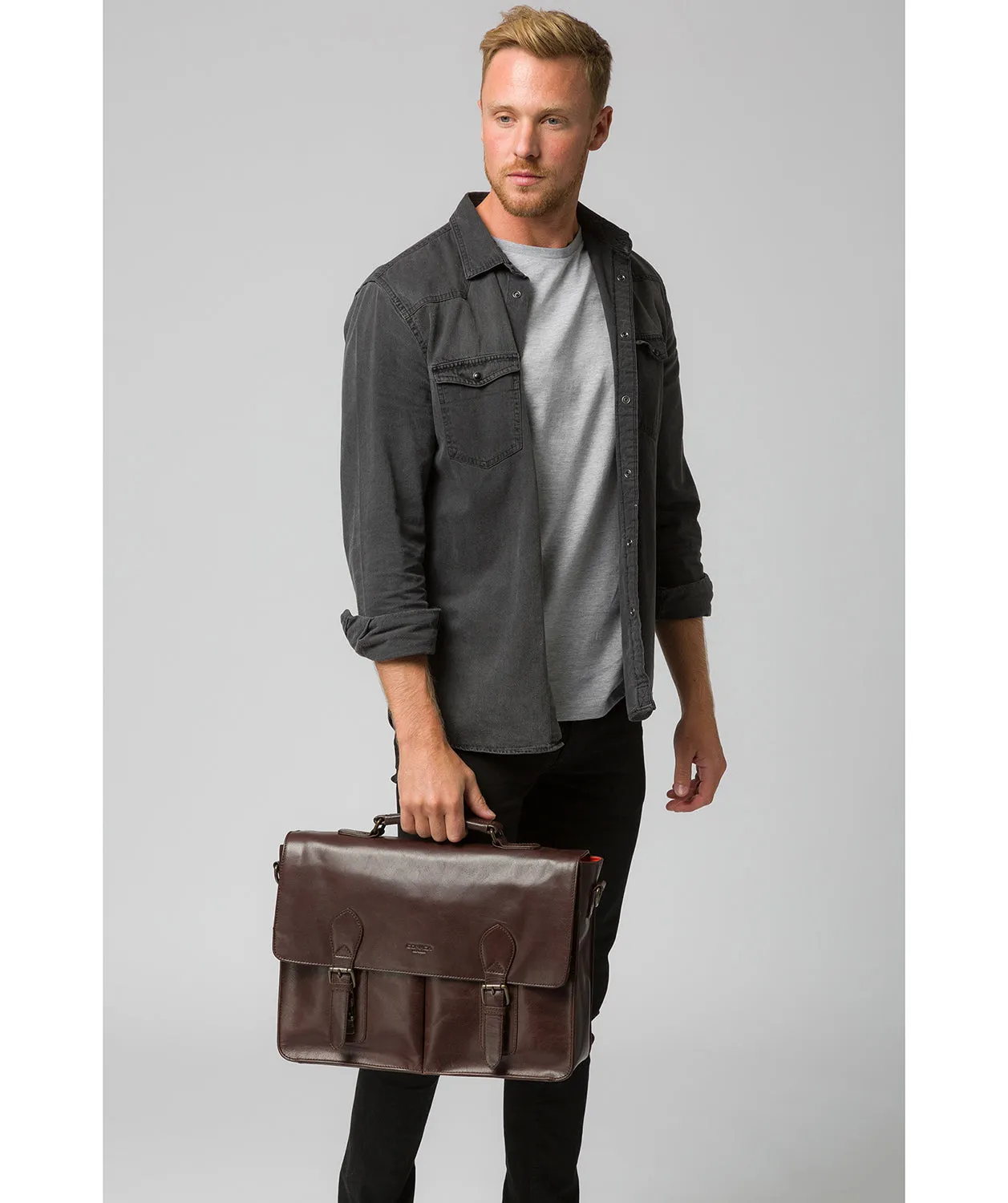 'Scolari' Dark Brown Leather Briefcase