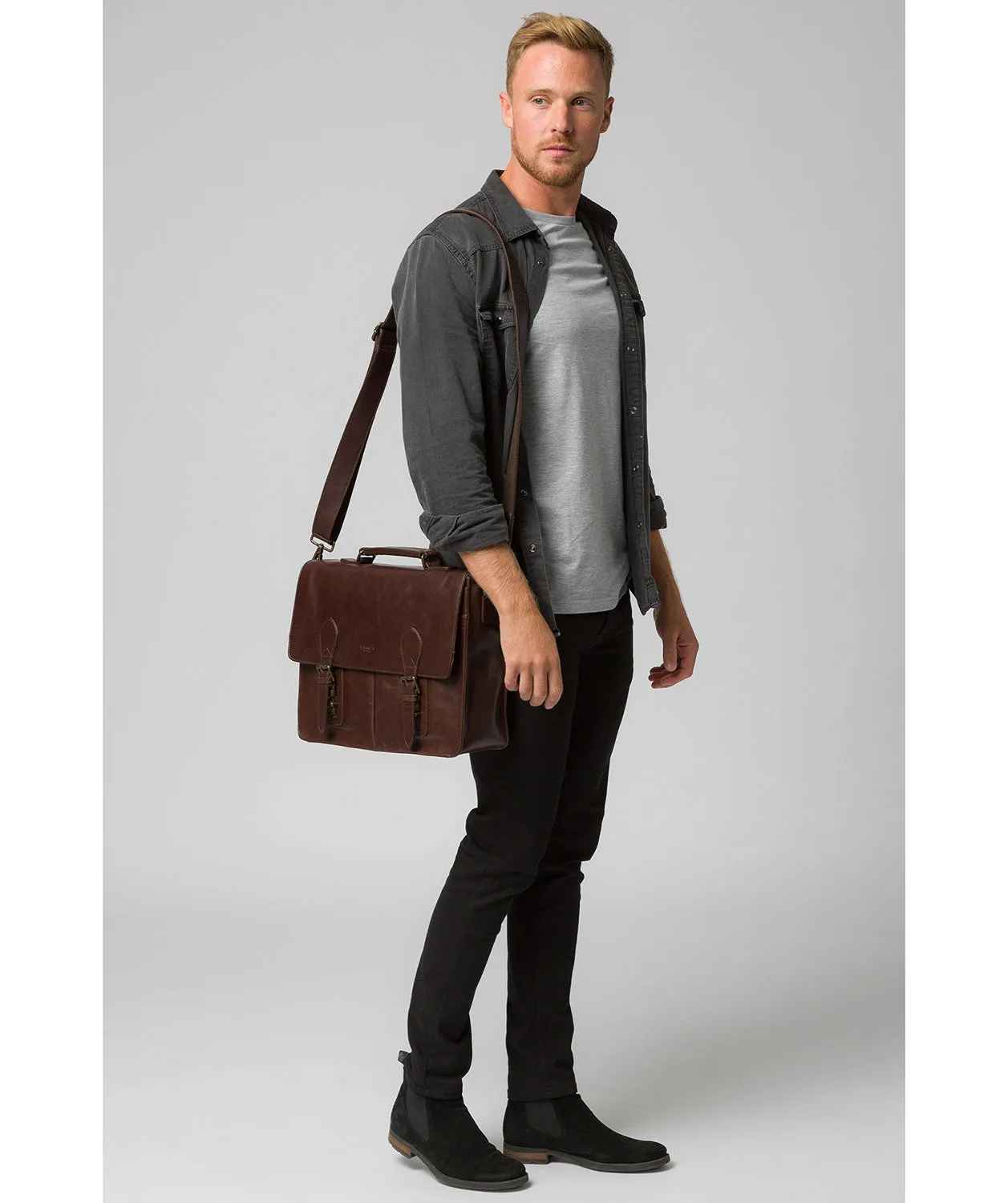 'Scolari' Dark Brown Leather Briefcase