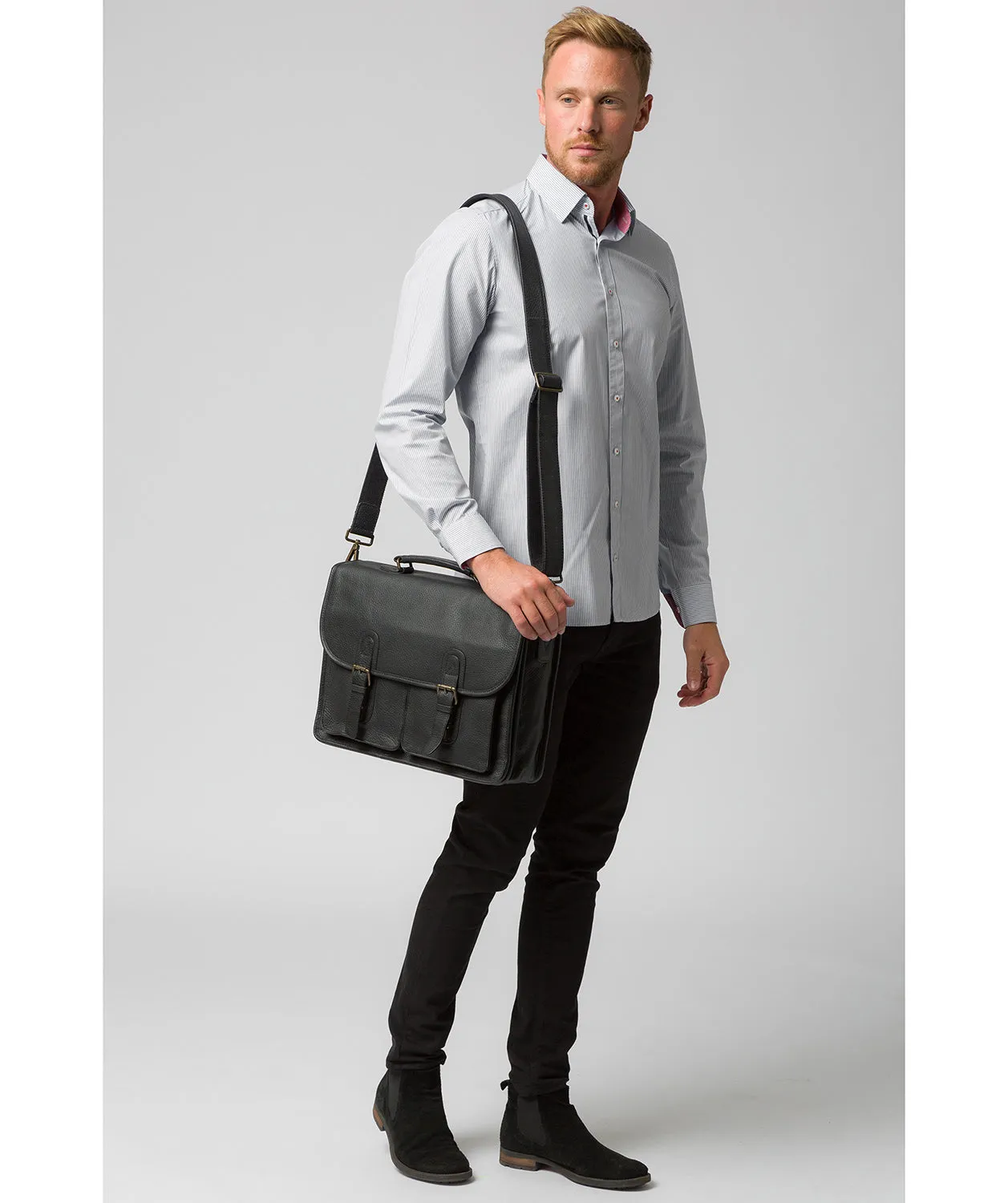 'Scott' Black Leather Workbag