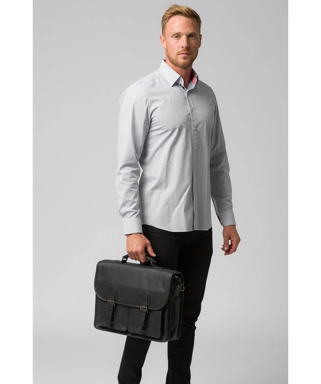 'Scott' Black Leather Workbag