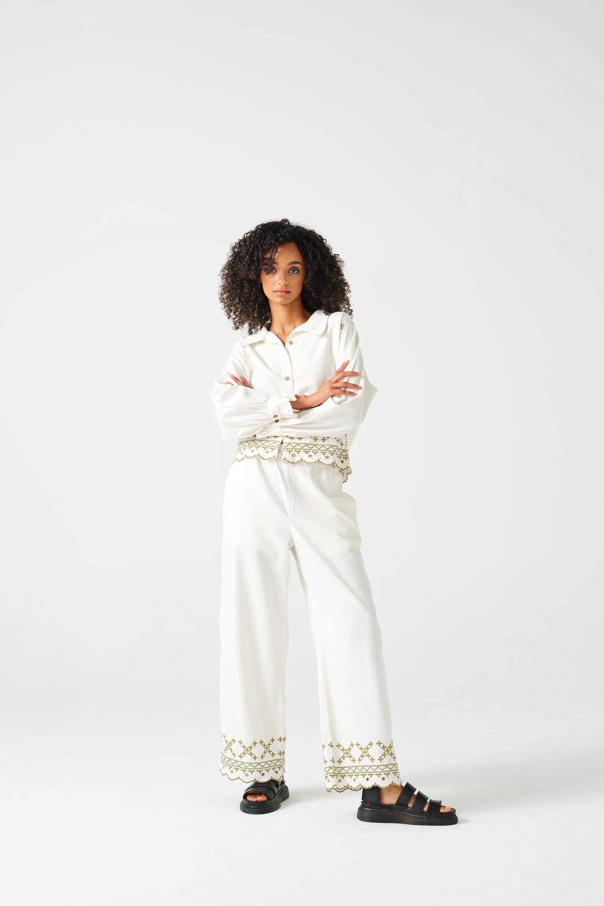 Sophie Pant in Ecru Denim