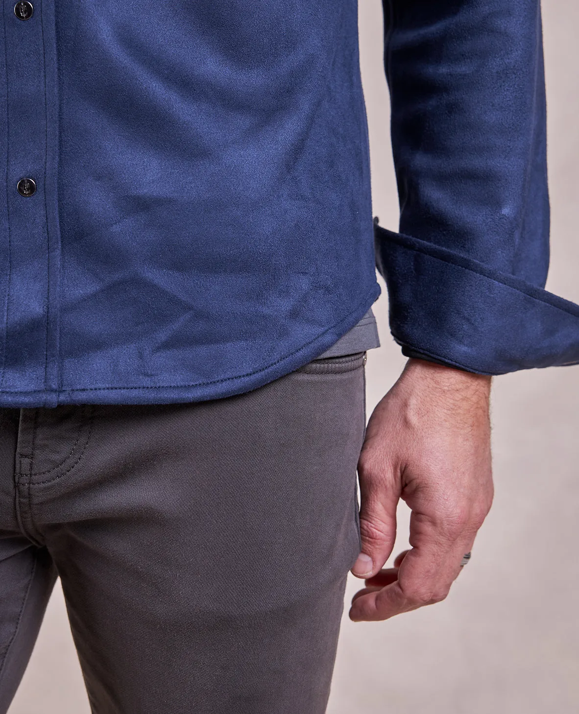 The Wyatt - Microsuede Shirt Jacket - Navy