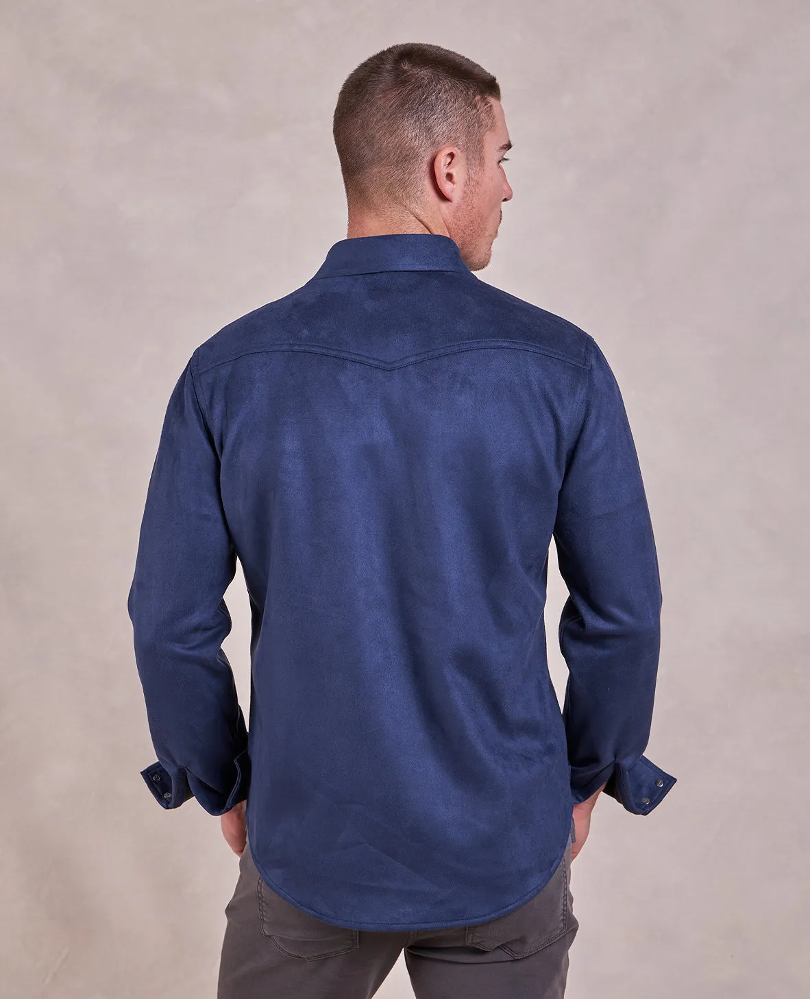 The Wyatt - Microsuede Shirt Jacket - Navy