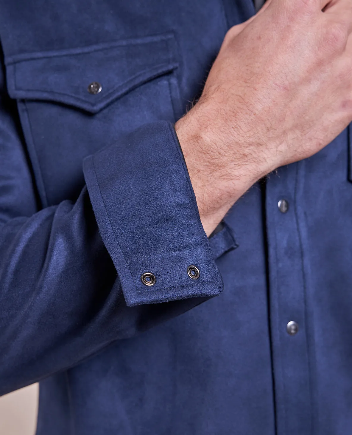 The Wyatt - Microsuede Shirt Jacket - Navy