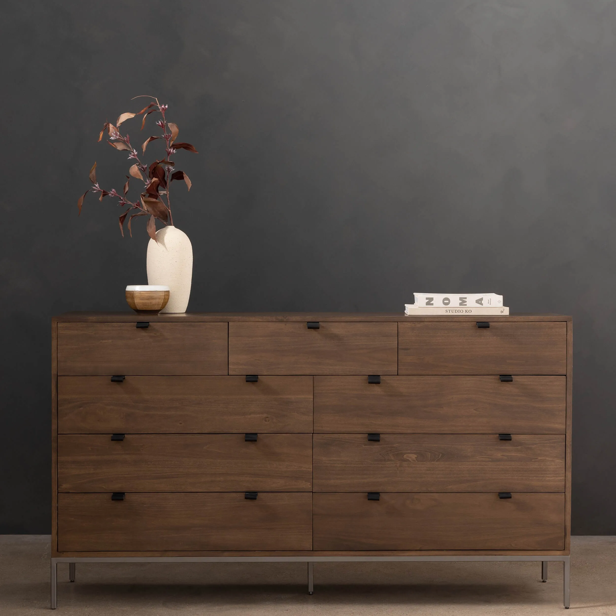 Trey 9 Drawer Dresser, Auburn