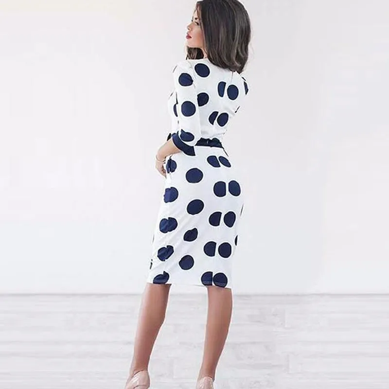 VenusFox Women Polka Dot Vintage Bodycon Dress