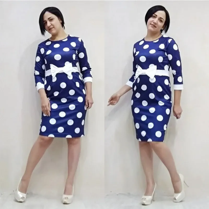 VenusFox Women Polka Dot Vintage Bodycon Dress