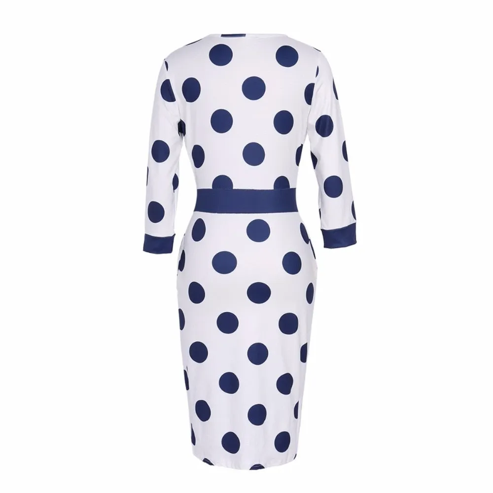VenusFox Women Polka Dot Vintage Bodycon Dress