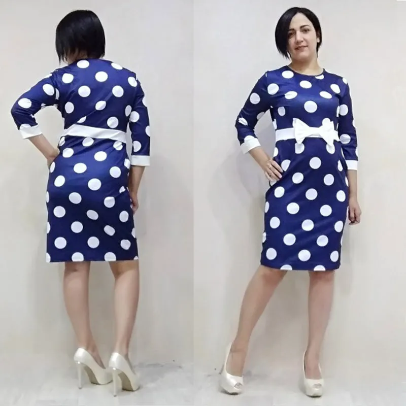 VenusFox Women Polka Dot Vintage Bodycon Dress