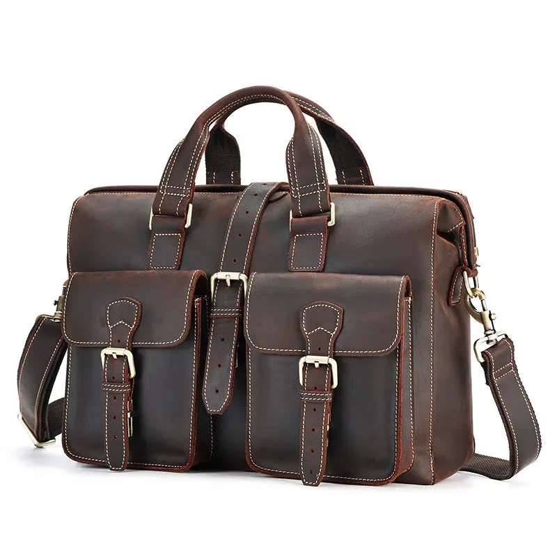 Vintage Leather Briefcase for 15.6 inch Laptop