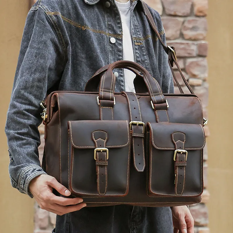 Vintage Leather Briefcase for 15.6 inch Laptop