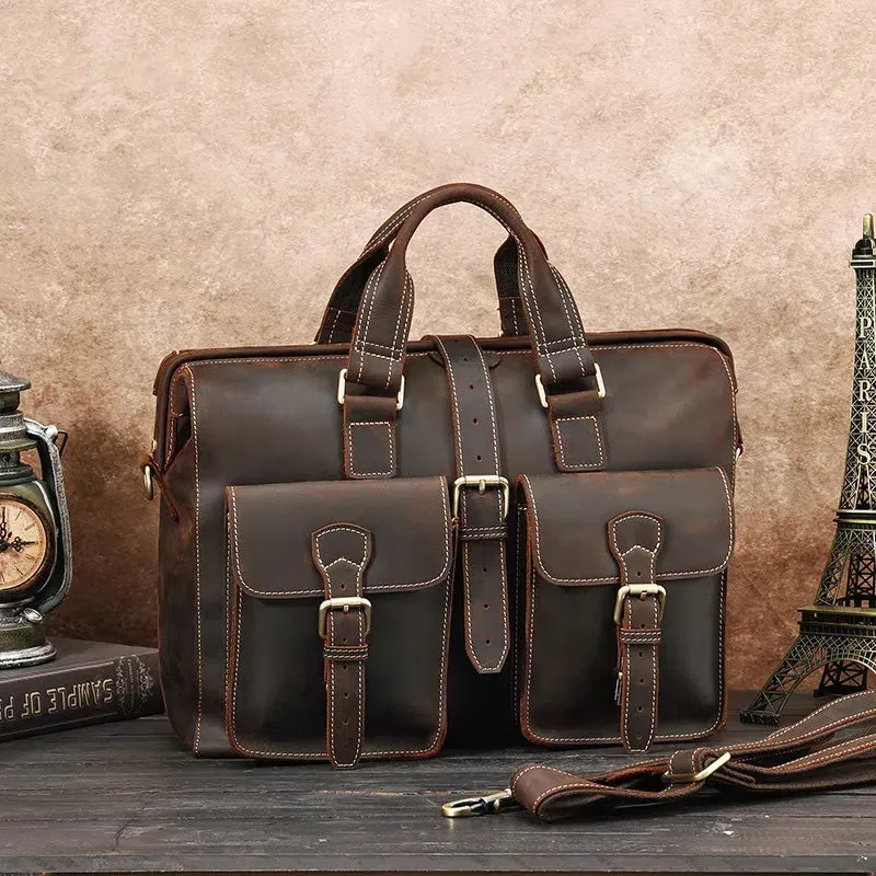 Vintage Leather Briefcase for 15.6 inch Laptop