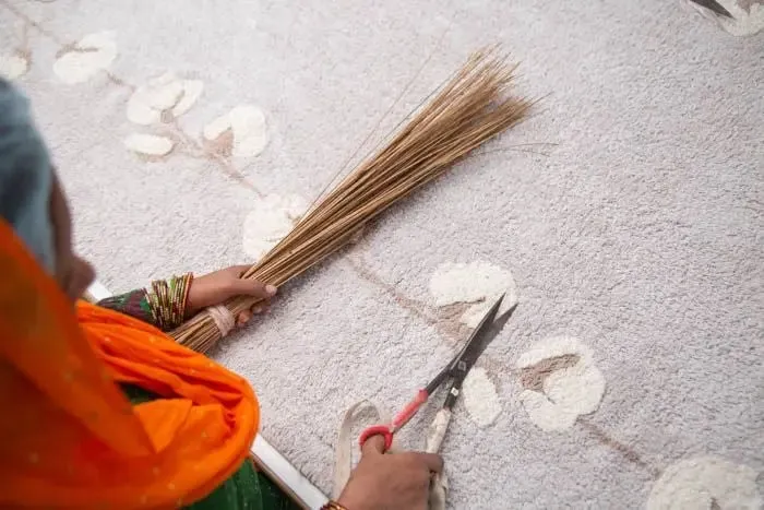 Washable cotton rug "cotton bolls"
