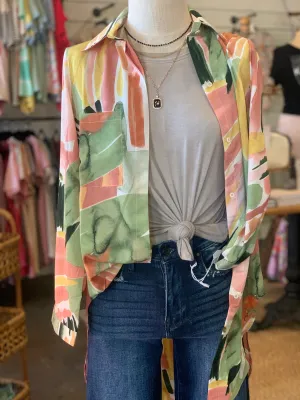 Watercolor Lightweight Button Up