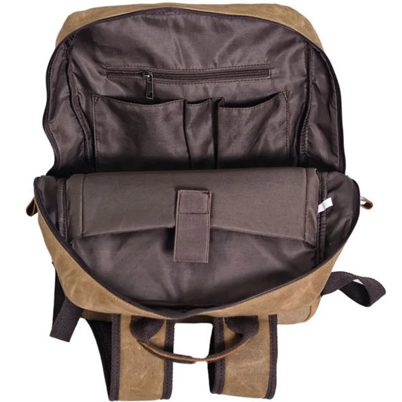 Waterproof PU  Canvas Backpack Business Laptop Bookbag
