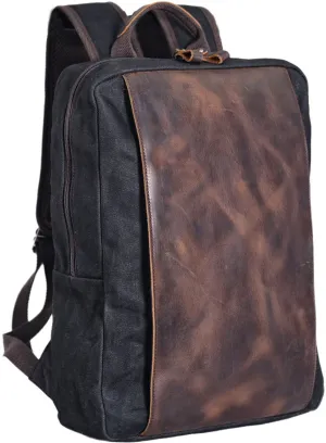 Waterproof PU  Canvas Backpack Business Laptop Bookbag