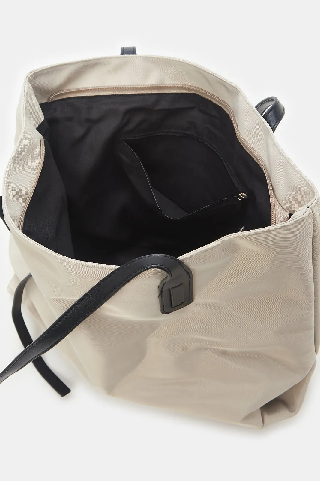 Women Beige Tote Bag With Handles
