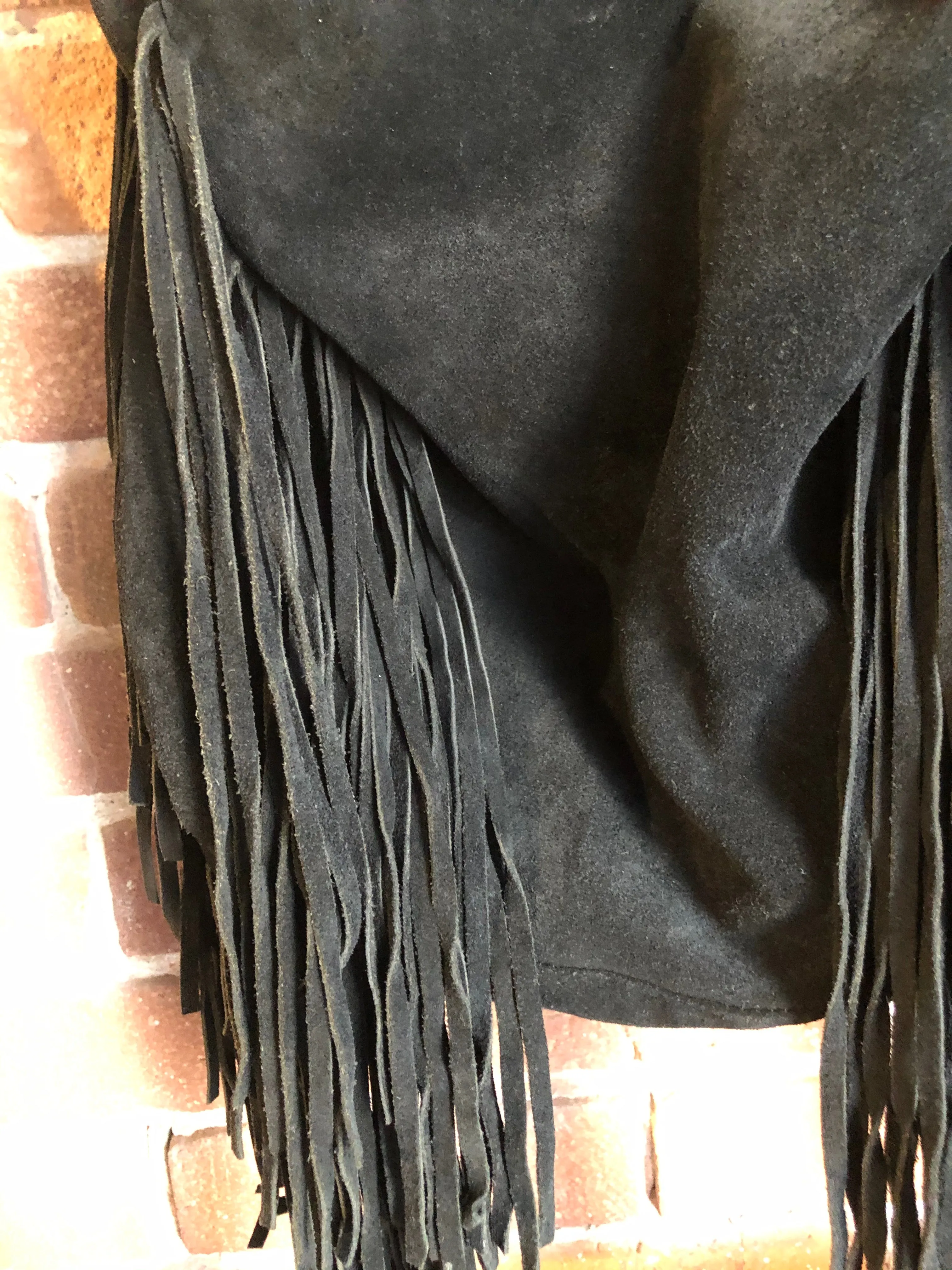 Zara Retro Black Suede Fringe Purse, SOLD