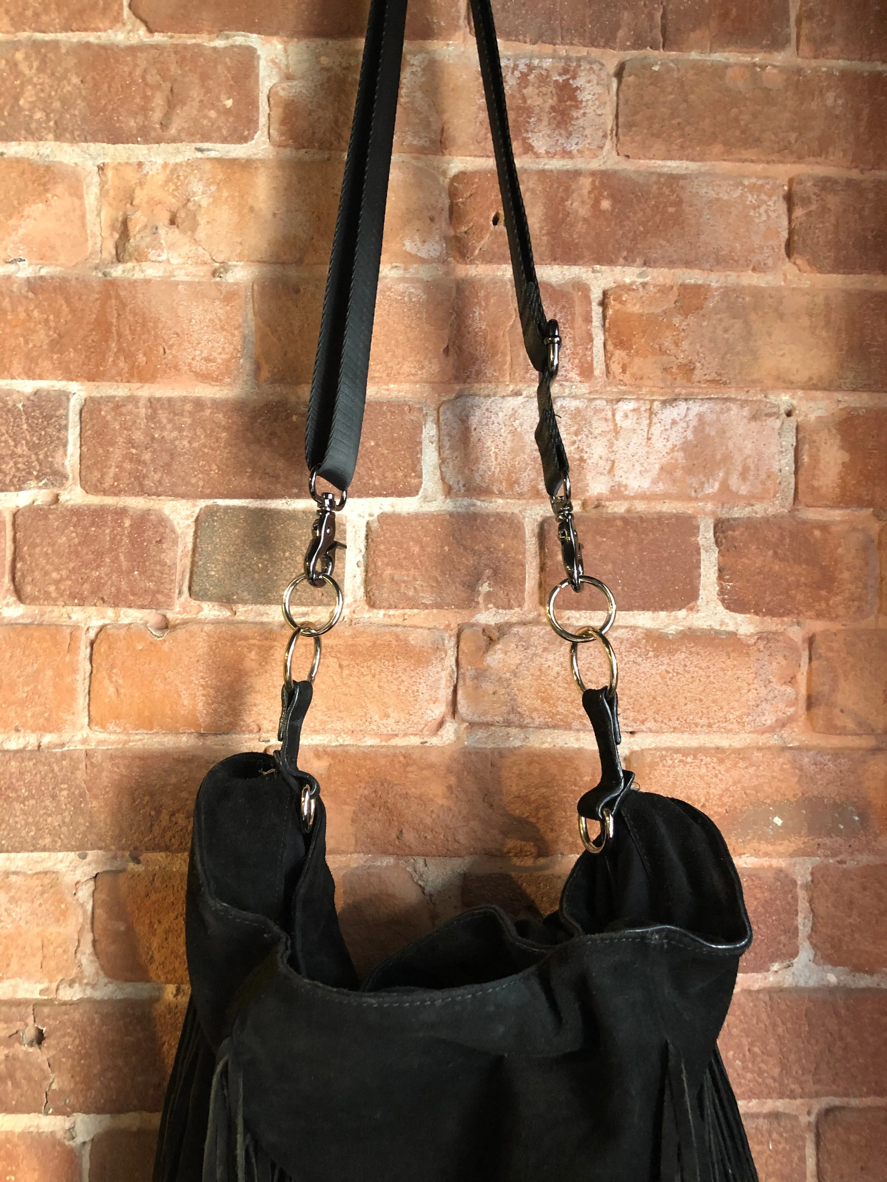 Zara Retro Black Suede Fringe Purse, SOLD